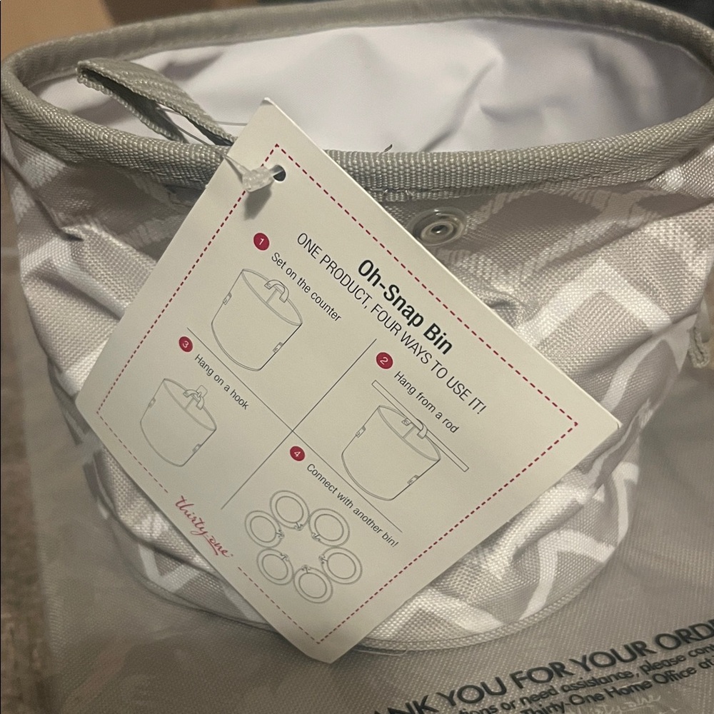 Thirty-One White and Gray Oh Snap Bin